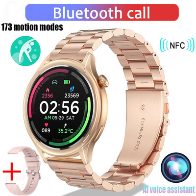 NFC Bluetooth Call Smart Watch Men 412*412 HD Screen 173+Sports Waterproof 24/7 Health Monitor Men SmartWatch for IOS Android