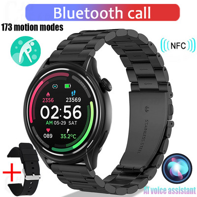 NFC Bluetooth Call Smart Watch Men 412*412 HD Screen 173+Sports Waterproof 24/7 Health Monitor Men SmartWatch for IOS Android