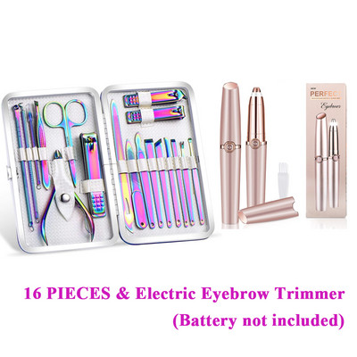 Kit de manichiură Curcubeu, 8/18 bucăți, instrumente profesionale de îngrijire pentru îngrijire, pile pentru unghii, cu set de manichiură din piele