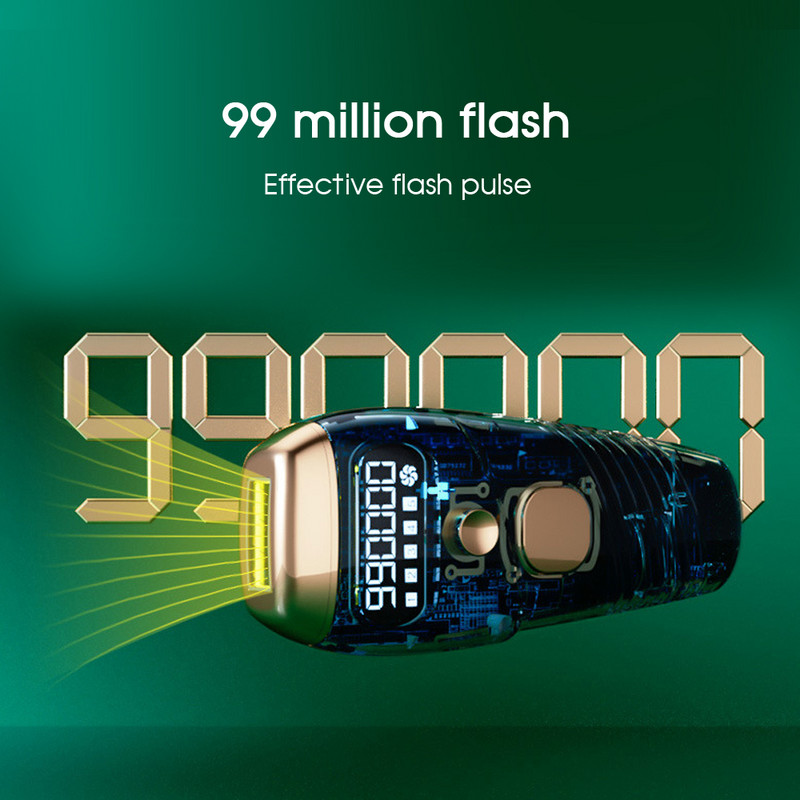 [ZS] Epilator electric profesional, fără durere, cu ecran LCD cu bliț 999.999, pentru femei, aparat de îndepărtare a părului cu laser pentru întregul corp