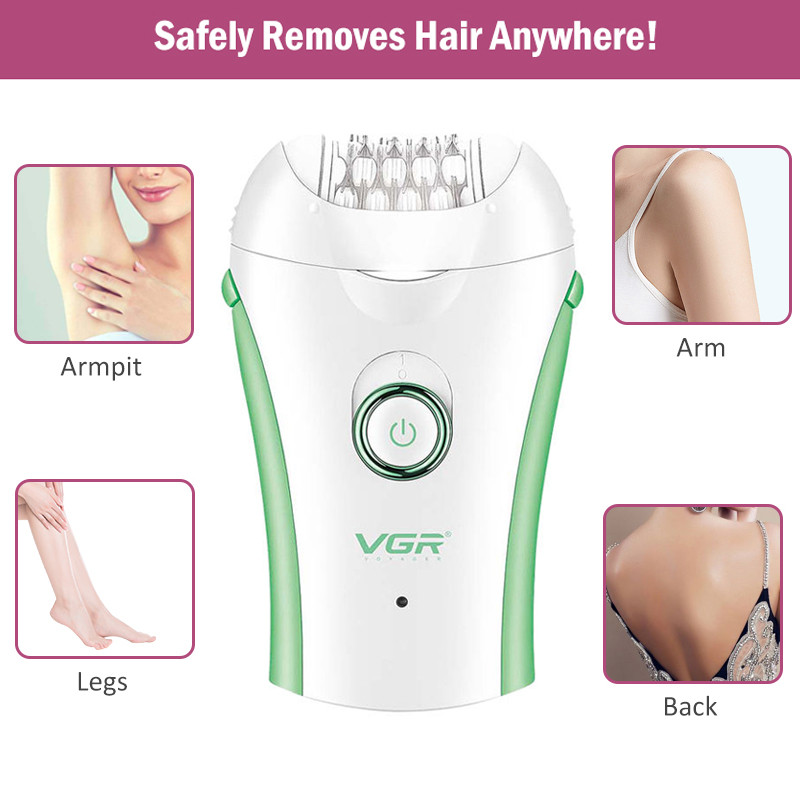 Originalni VGR električni epilator za žene Uklanjanje dlačica Lice i tijelo Noge Ispod pazuha Bikini Punjivi uređaj za uklanjanje dlačica