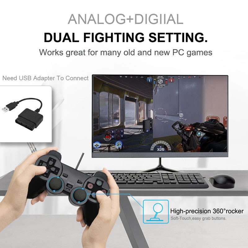 Controler cu fir pentru PS2 Vibration Motors Gamepad pentru PC Joystick Joypad Controle pentru PlayStation 2 console de jocuri video