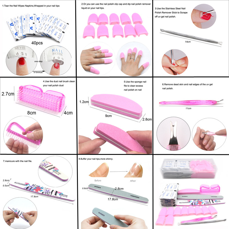 1 set de unelte pentru îndepărtarea ojei de unghii Kit de instrumente de manichiură pentru curățarea suprafeței unghiilor cu gel UV Sfaturi pentru unghii Pusher Cleaner Pile de manichiură Instrumente