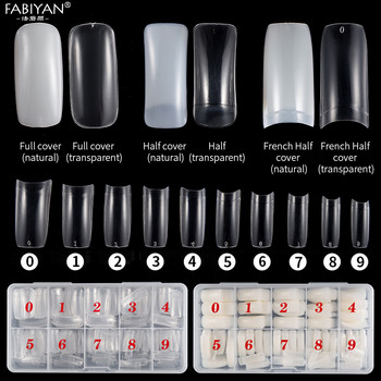 500 τμχ Box Kit Clear Natural Fake Συμβουλές για νύχια Ολόκληρο / μισό κάλυμμα Γαλλικό ψευδές Nail Art Ακρυλικό Finger UV μανικιούρ