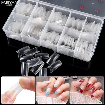 500 τμχ Box Kit Clear Natural Fake Συμβουλές για νύχια Ολόκληρο / μισό κάλυμμα Γαλλικό ψευδές Nail Art Ακρυλικό Finger UV μανικιούρ