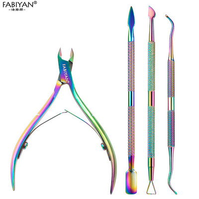 Dvostruka glava od nehrđajućeg čelika Nail Art Gurač mrtve kože Niper zanoktice Škare Set za manikuru Rose Gold UV Gel Remove 2/4Pcs/Set