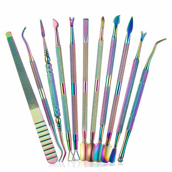 22 Στυλ Rainbow από ανοξείδωτο ατσάλι, τσιμπιδάκι, τσιμπιδάκι, λίμες τέχνης νυχιών UV Gel Polish Remove Manicure Care Groove Clean Tool