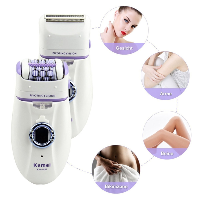 Epilator electric Kemei original, pentru femei, pentru îndepărtarea părului feței, aparat de ras pentru femei, aparat de bărbierit pentru picioare, aparat de tuns pentru bikini depilator