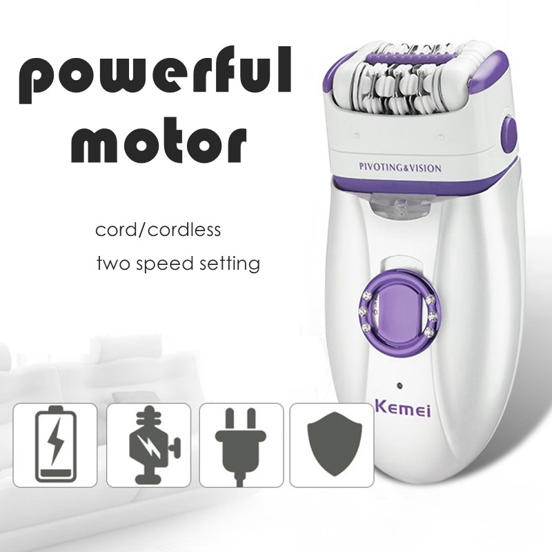 Epilator electric Kemei original, pentru femei, pentru îndepărtarea părului feței, aparat de ras pentru femei, aparat de bărbierit pentru picioare, aparat de tuns pentru bikini depilator