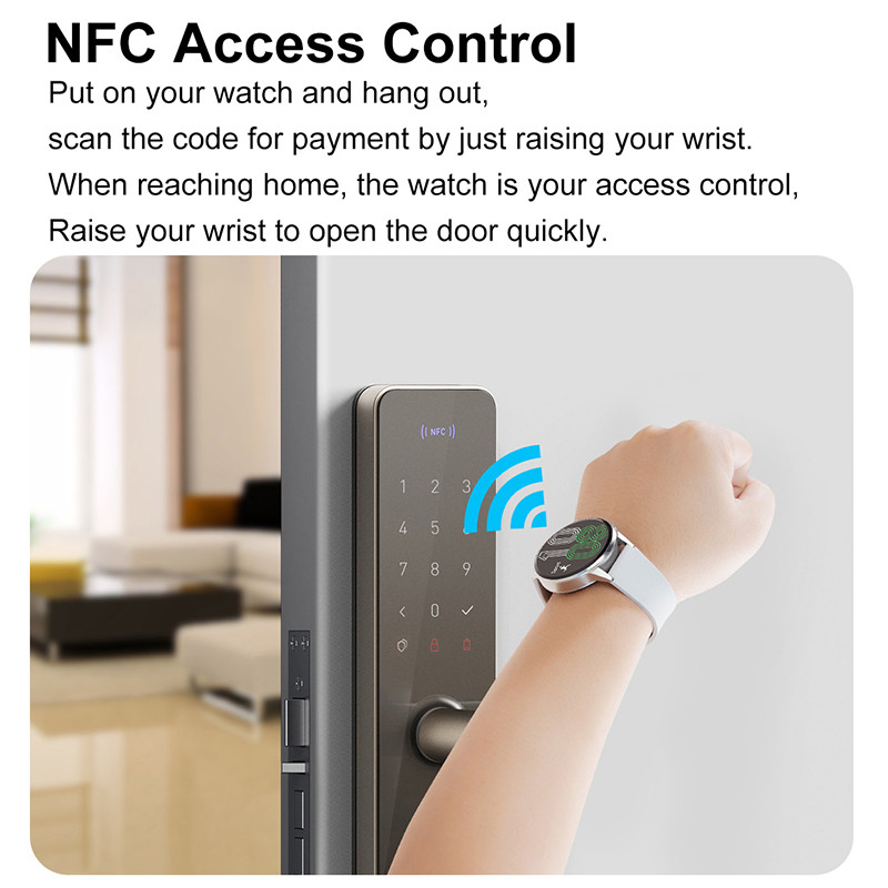 2022 NFC Pametni sat Muški Sport GPS Track Satovi Ženski Bežično punjenje Poziv s prilagođenim biranjem Otkucaji srca EKG Pametni sat za Samsung