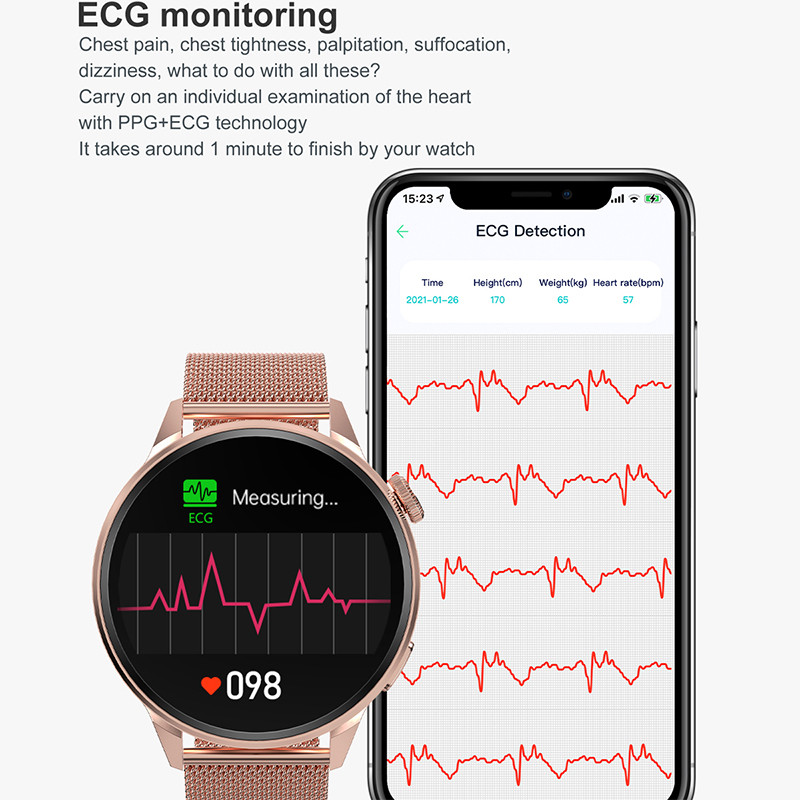 2022 NFC Pametni sat Muški Sport GPS Track Satovi Ženski Bežično punjenje Poziv s prilagođenim biranjem Otkucaji srca EKG Pametni sat za Samsung