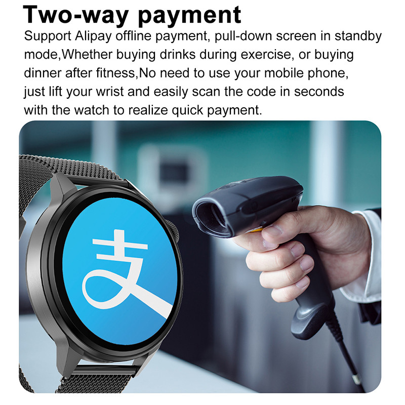 2022 NFC Pametni sat Muški Sport GPS Track Satovi Ženski Bežično punjenje Poziv s prilagođenim biranjem Otkucaji srca EKG Pametni sat za Samsung