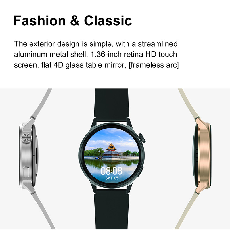 2022 NFC Pametni sat Muški Sport GPS Track Satovi Ženski Bežično punjenje Poziv s prilagođenim biranjem Otkucaji srca EKG Pametni sat za Samsung