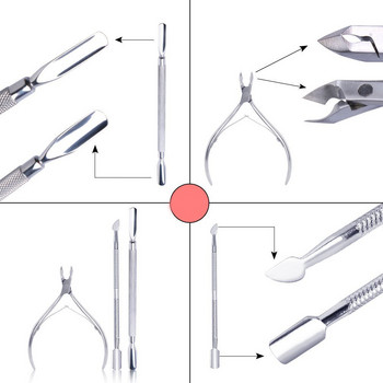 Висококачествен 3PCS инструмент за премахване на неръждаема стомана Комплект инструменти за маникюр, педикюр, грижа за лакове за нокти