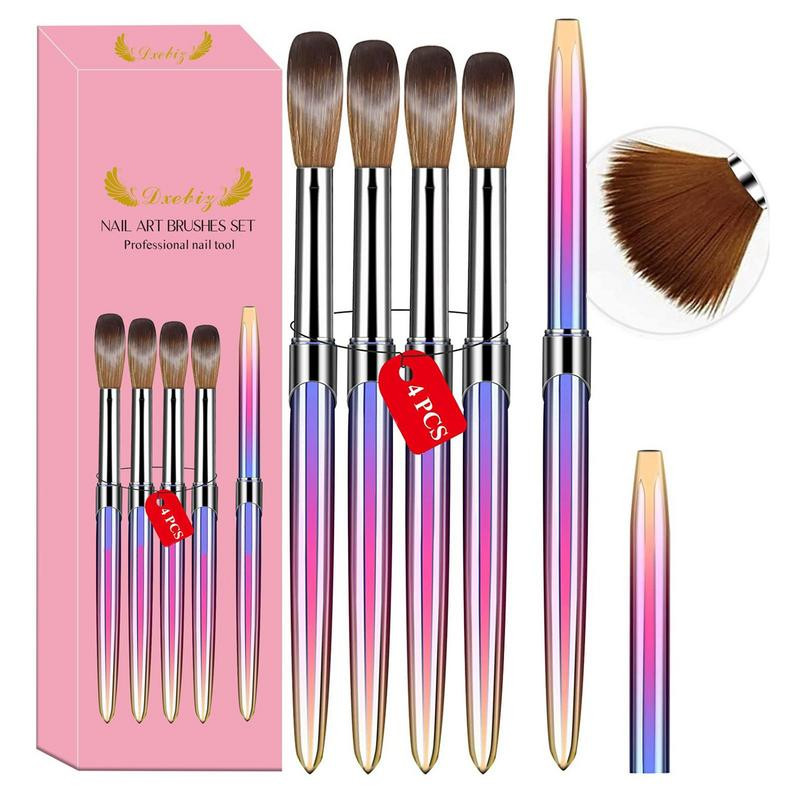 Set metalnih četkica za nokte 4 kom akrilnih četkica za oblikovanje noktiju DIY četkica za manikuru Struktura gela Četke s metalnom drškom za dizajn noktiju