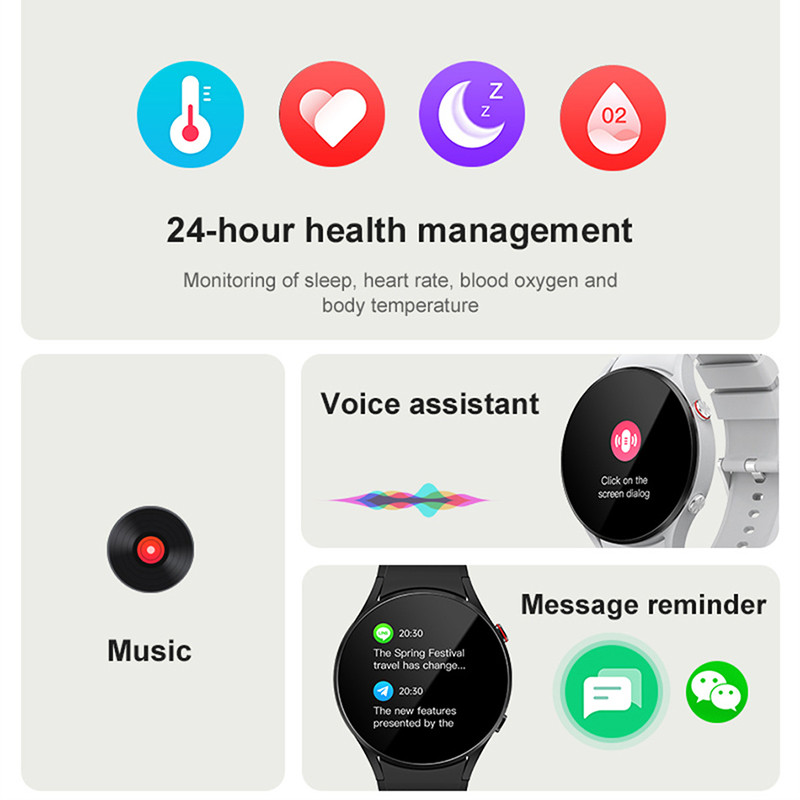 Naujas moteriškas išmanusis laikrodis, skirtas „Samsung Galaxy Watch 4“ su visu jutikliniu ekranu IP68, atsparus vandeniui, kūno temperatūrai pritaikytas vyriškas laikrodis