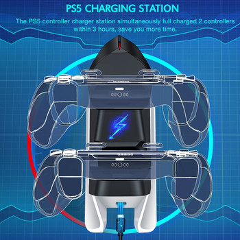Зарядно за Sony PlayStation5 Wireless Controller Type-C USB Dual Fast Charging Cradle Dock Station за PS5 Джойстик Геймпадове
