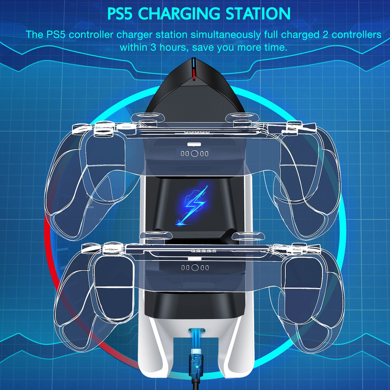 Punjač za Sony PlayStation5 Wireless Controller Type-C USB Dual Fast Charging Cradle Dock Station za PS5 Joystick Gamepads