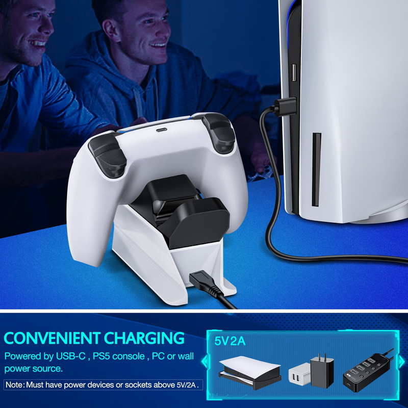 Punjač za Sony PlayStation5 Wireless Controller Type-C USB Dual Fast Charging Cradle Dock Station za PS5 Joystick Gamepads