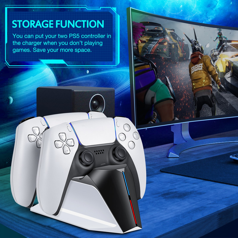 Punjač za Sony PlayStation5 Wireless Controller Type-C USB Dual Fast Charging Cradle Dock Station za PS5 Joystick Gamepads