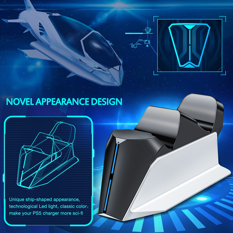 Punjač za Sony PlayStation5 Wireless Controller Type-C USB Dual Fast Charging Cradle Dock Station za PS5 Joystick Gamepads