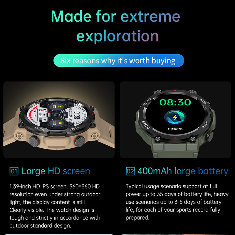 2023 Ceas inteligent pentru sporturi în aer liber 1,39"360*360 Răspuns la apel pentru bărbați Tracker fitness rezistent la apă Apel apel Smartwatch pentru Android IOS