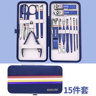 9-19 buc/set Set de tăietor de unghii Set de tăietoare de unghii din oțel inoxidabil cu geantă pliabilă Seturi de manichiură Foarfece Instrument de frumusețe pentru machiaj 2023