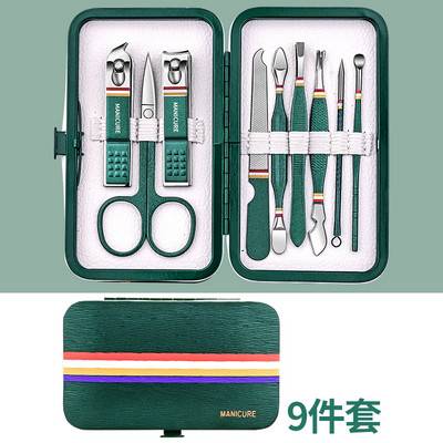 9-19 buc/set Set de tăietor de unghii Set de tăietoare de unghii din oțel inoxidabil cu geantă pliabilă Seturi de manichiură Foarfece Instrument de frumusețe pentru machiaj 2023