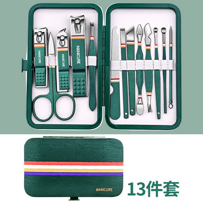 9-19 buc/set Set de tăietor de unghii Set de tăietoare de unghii din oțel inoxidabil cu geantă pliabilă Seturi de manichiură Foarfece Instrument de frumusețe pentru machiaj 2023