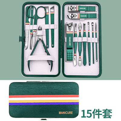 9-19 buc/set Set de tăietor de unghii Set de tăietoare de unghii din oțel inoxidabil cu geantă pliabilă Seturi de manichiură Foarfece Instrument de frumusețe pentru machiaj 2023