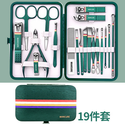 9-19 buc/set Set de tăietor de unghii Set de tăietoare de unghii din oțel inoxidabil cu geantă pliabilă Seturi de manichiură Foarfece Instrument de frumusețe pentru machiaj 2023
