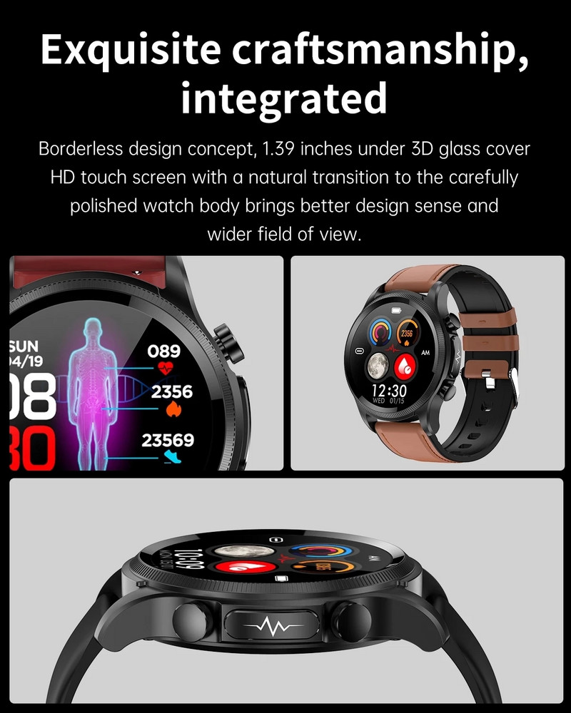 2022 Nou ceas inteligent ECG + PPG pentru bărbați Tratament cu laser al hipertensiunii hiperglicemiei hiperlipidemiei ritmului cardiac Sport sănătos smartwatch