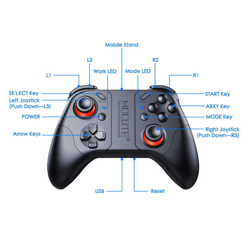Mocute 053 Gamepad Phone Joypades BT Android Joystick Controler de joc fără fir de la distanță pentru smartphone-ul telefonului mobil