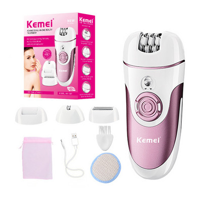 Kemei 4 u 1 epilator za kosu Električni uređaj za uklanjanje dlačica Lady Depilador Alat za njegu stopala Punjivi aparat za uklanjanje dlačica za žene