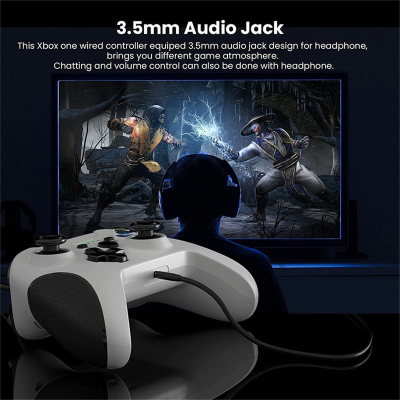 Controler prin cablu USB Joystick pentru gamepad pentru PC cu mufă audio cu vibrație duală pentru seria Xbox One Windows 7/8/10 Joypad pentru jocuri