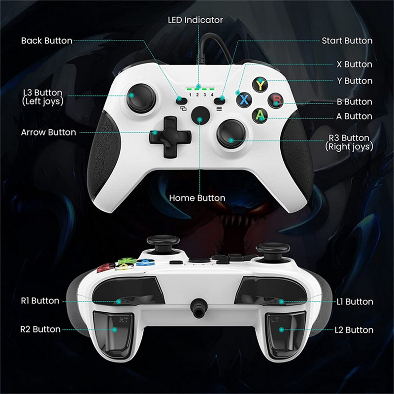 Controler prin cablu USB Joystick pentru gamepad pentru PC cu mufă audio cu vibrație duală pentru seria Xbox One Windows 7/8/10 Joypad pentru jocuri