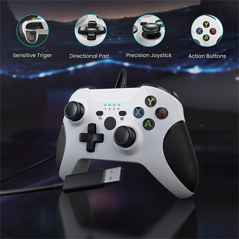 Controler prin cablu USB Joystick pentru gamepad pentru PC cu mufă audio cu vibrație duală pentru seria Xbox One Windows 7/8/10 Joypad pentru jocuri