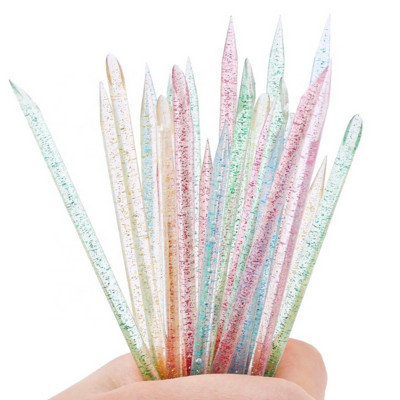 100Pcs Reusable Crystal Manicure Stick Double Sided Nail Art Cuticle Pusher Remover Tool Pedicure Nails Care
