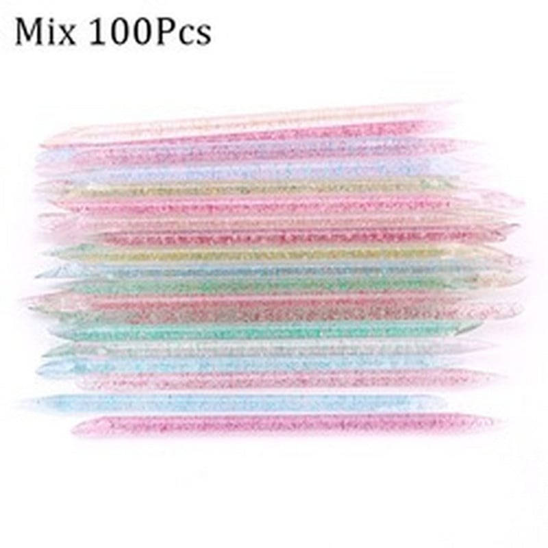 100 tk korduvkasutatav kristall-maniküüripulk Kahepoolne küünekunsti küünenaha lükkaja eemaldaja tööriist pediküüri küünte hooldus