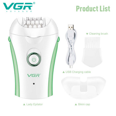 Epilator pentru femei VGR705 Epilator electric pentru femeie, pentru îndepărtarea părului, aparat de ras pentru femeie, aparat de tuns pentru bikini, depilare pentru corp, pentru picioare, depilare reîncărcabilă