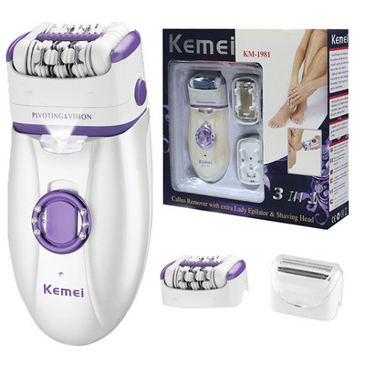 Kemei 1981 3u1 Električni ženski epilator Ženski aparat za brijanje Noga Tijelo Uklanjanje dlačica Depilator za usne Brada Ženski bikini trimer Dlačice na licu