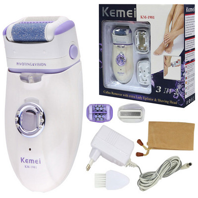 Kemei 1981 3in1 Epilator electric pentru femei Aparat de bărbierit pentru femeie Picior Îndepărtarea părului buzelor bărbie Depilator pentru femeie Bikini Trimmer păr facial