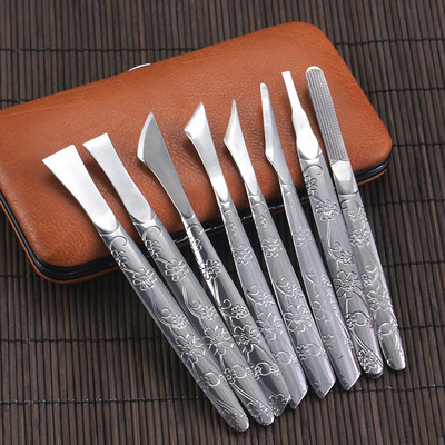 9Pcs/Set Stainless Steel Toe Pedicure Knife Nail Clipper Feet Scraper Tools Set Dead Skin Removers Nail Remove Cuticle Tools