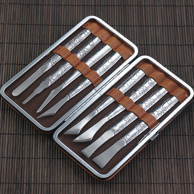 9 vnt / rinkinys Nerūdijančio plieno pirštų pedikiūro peilis nagų kirpimo mašinėlė pėdų grandiklio įrankių rinkinys negyvos odos šalinimo priemonės, nagų šalinimo priemonės odelių pašalinimui