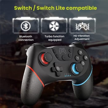 Bluetooth безжичен геймпад за Switch Pro NS, съвместим с Nintendo, ергономичен неплъзгащ се джойстик с 6 оси, контролер за игри, вибрация