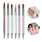 6 bucăți/set Nail Art Design Pictura Set de stilouri Sfaturi pentru arta unghiilor Gel UV Nail Art Dotting Pen Acrilic Stras Crystal Perie cu 2 căi