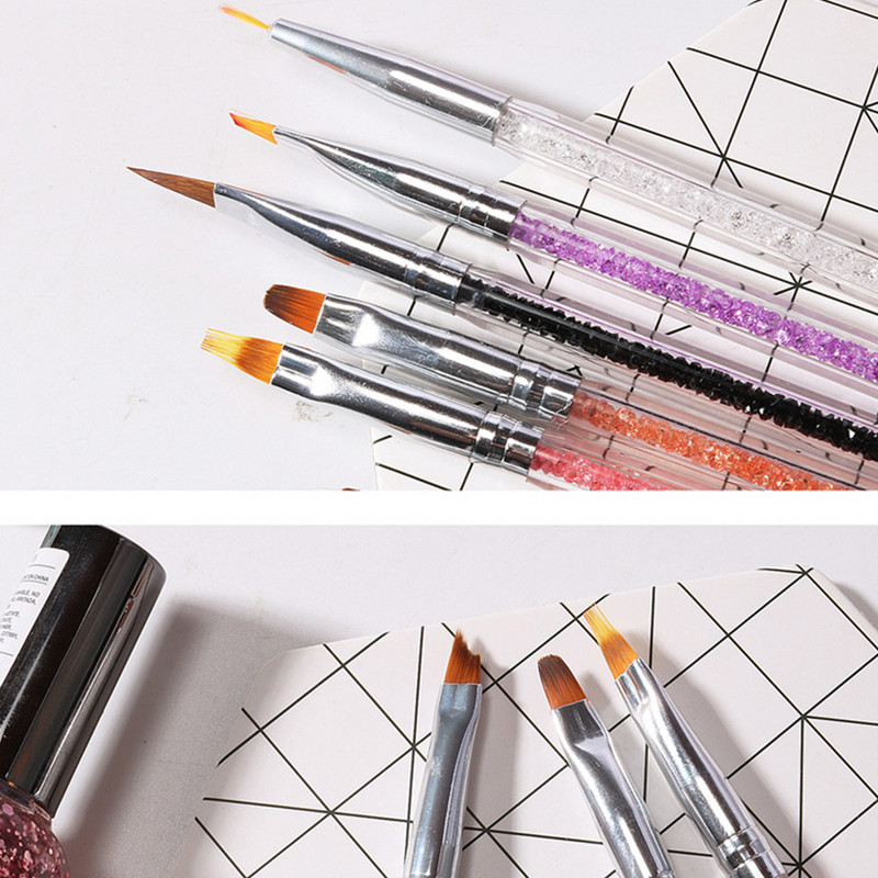 6 bucăți/set Nail Art Design Pictura Set de stilouri Sfaturi pentru arta unghiilor Gel UV Nail Art Dotting Pen Acrilic Stras Crystal Perie cu 2 căi