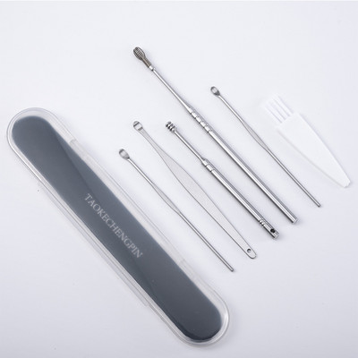 Oțel inoxidabil 6 bucăți artefact pentru curățarea urechilor cu arc rotativ pentru cules de urechi Kit set de instrumente pentru alegerea urechilor Rose Gold Domestic