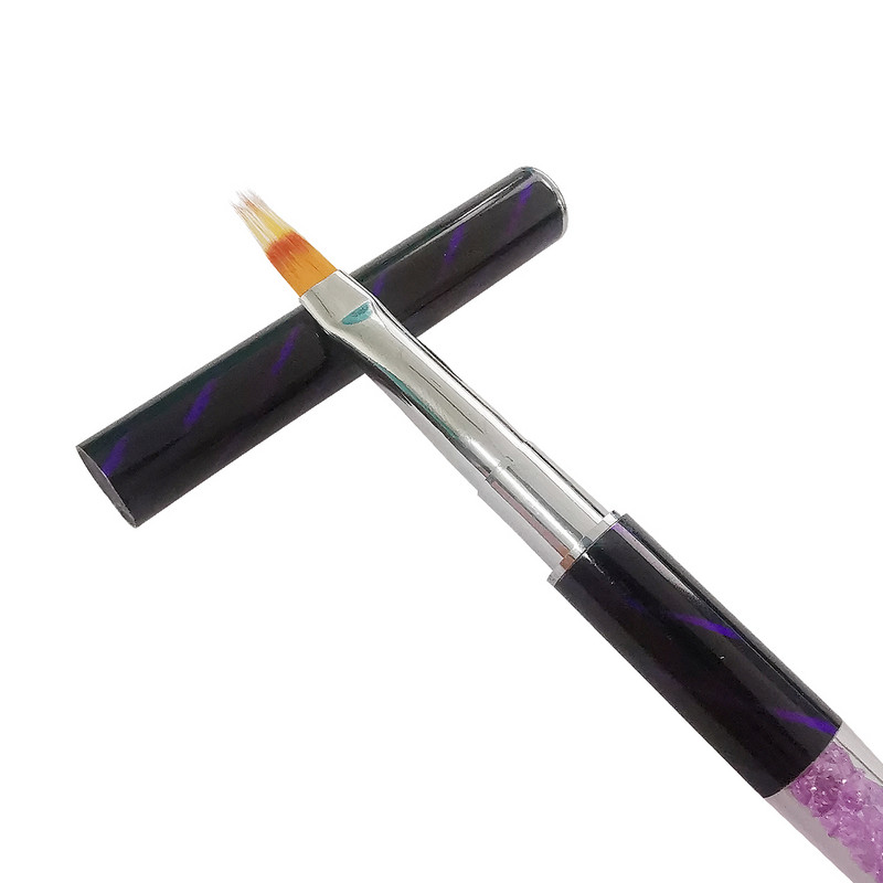 1 buc Perie acrilice pentru unghii Instrument de gradient Uv Gle Polish Strasuri violet potrivite pentru salon profesional sau uz casnic stilou pentru unghii