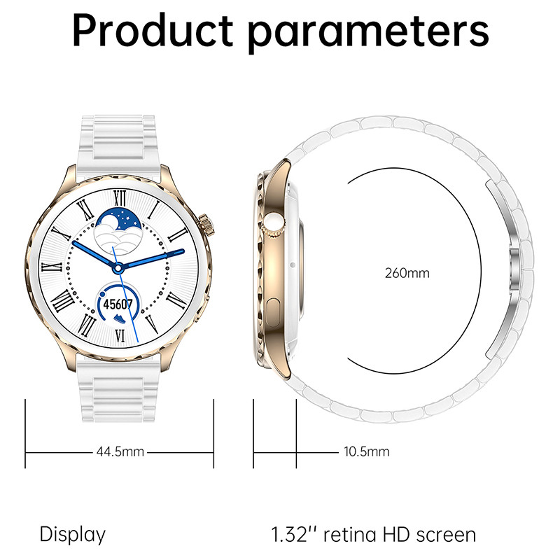 Novi modni pametni sat za žene, Bluetooth poziv, prilagođeni brojčanici, vodootporni pametni sat za praćenje fitnesa, ženski 360*360 1,32 inča